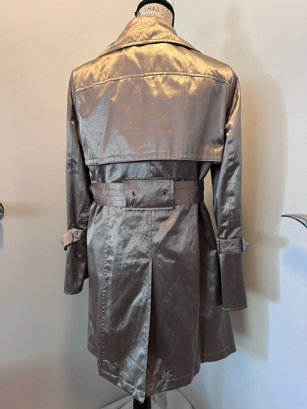 Metallic Gold Trench Coat with Belt - Picture 9 of 14